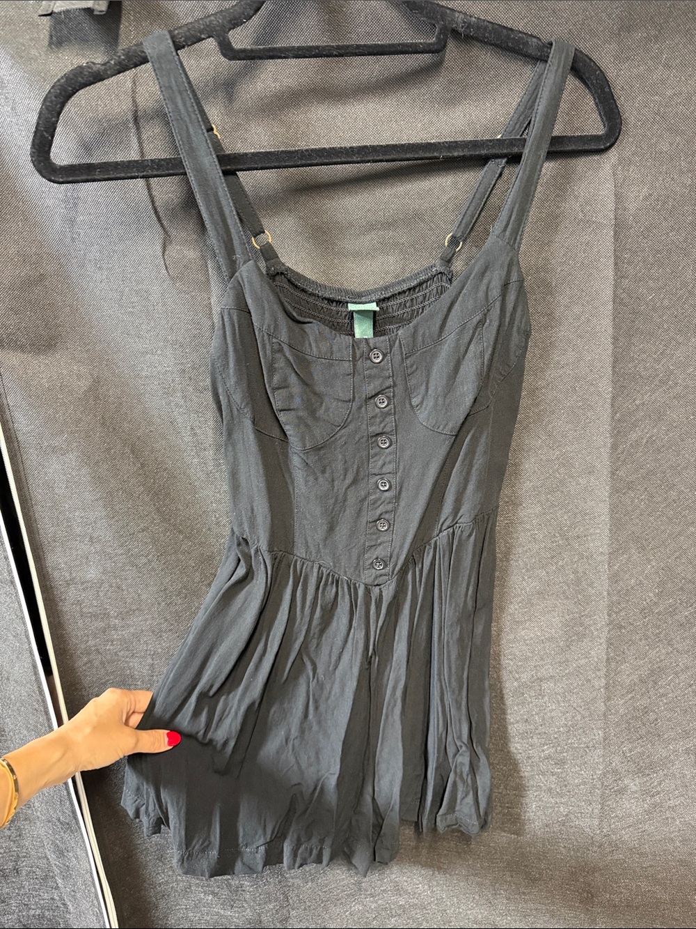 wild fable Black Sleeveless Button-Front romper